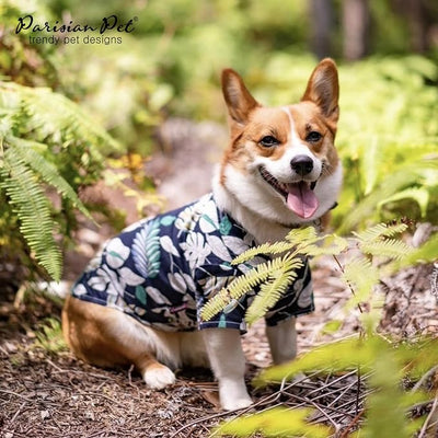 Parisian Pet Palm Leaves Dog Shirt - Cotton Clothes for Large Dogs - Stylish Tropical Dog Outfit - Lightweight and Soft Puppy Clothes - Trendy Tshirts for Dogs - Comfortable Summer Camp Pet Apparel