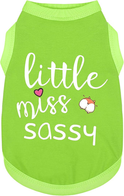 Paiaite Dog Clothes Fashionable Sleeveless Pet Vest: 'Little Miss Sassy' Printed Cotton Dog Shirt, Ideal for Small, Medium, and Large Breeds, Ensuring Comfort and Breathability Green XXL