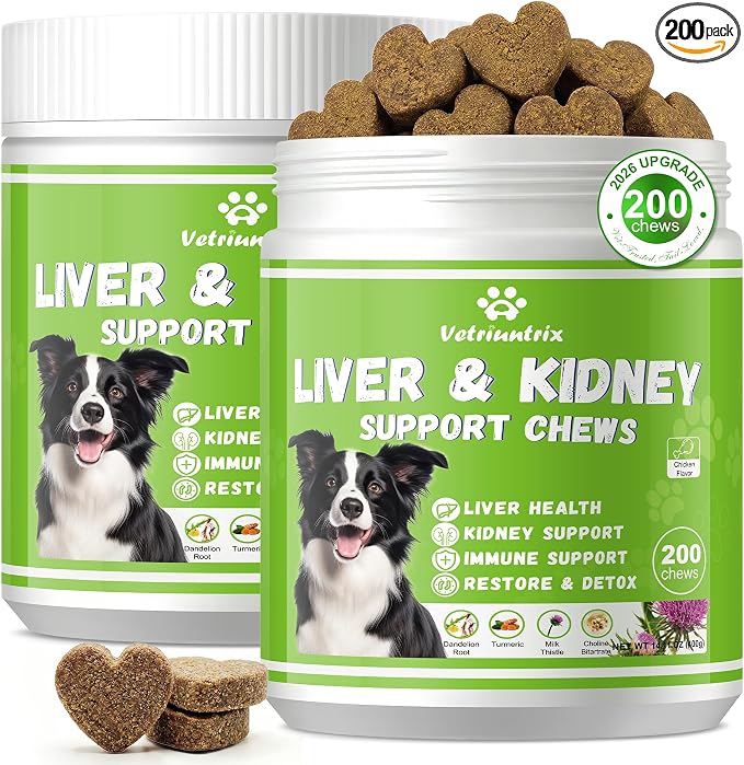 Liver Support for Dogs, Milk Thistle for Dogs - Detox, Metabolic, Dog Multivitamin Supplement for Liver and Kidney Support & Immune Health, 400 Soft Chews
