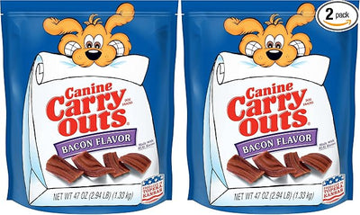 Canine Carry Outs Dog Treats, Bacon Flavor, 47 Ounce, Made with Real Bacon (Pack of 2)