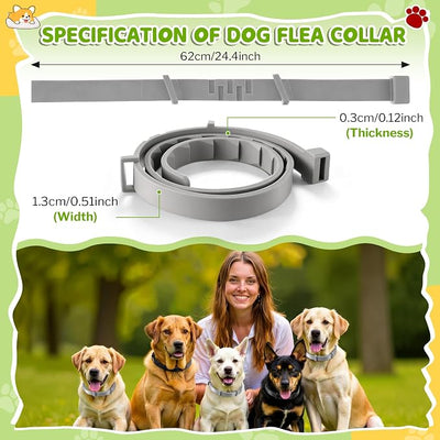 Flea and Tick Collar for Dogs, Dog Collars with Natural Essential Oils Waterproof Adjustable Size for Small Medium and Large Dog Flea Prevention and Tick Control for Pets (4 Pieces,Gray, Black)