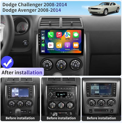 Car Radio for Dodge Challenger & Dodge Avenger 2008-2014 Stereo Replacement Upgrade 10 inch 4+32GB Touch Screen Wireless CarPlay & Android Auto Head Unit GPS Navigation Bluetooth WiFi DSP SWC FM/AM