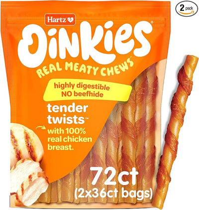 Oinkies Tender Twists Rawhide‑Free Dog Chews , 72 Count