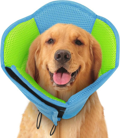 Dog Cones for Large Dogs, Soft Pet Cone Stop Licking After Surgery, Adjustable Pet E-Collar Alternative for Wound Healing, Light Blue X-Large