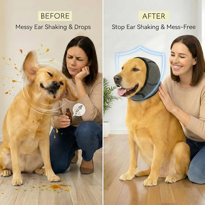 No-Shake Ear Wraps for Dogs: Breathable Bonnet to Stop Shaking & Aid Aural Hematoma Recovery - Post-Surgery Bleeding Protection for Golden Lab & Shepherd Large Breed
