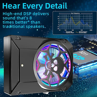 1600W Car Subwoofer, 10" Ultra-Thin Powered Under-Seat Sub with Built-in Amplifier, LPF/Gain/Bass Boost, Touch Control, Physical Switch Rhythm LED Ambient Light, Independent Bass Knob