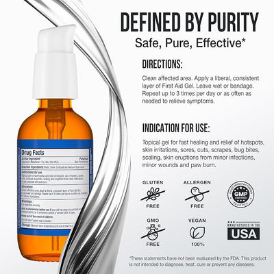 Sovereign Silver Pets First Aid Gel - Topical Skin Care Gel for Dogs and Cats with Pump, Argentum Metallicum - 2 fl oz (59mL)