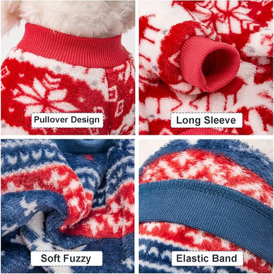 Dog Sweater, 2 Pack Dog Sweaters for Small Dogs, Dog Clothes for Small Dogs Girl Boy, Ultra Soft and Warm Puppy Sweater Dog Coat for Winter Christmas (Xmas Red+Xmas Blue, XX-Large)