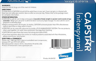 Capstar (Nitenpyram) Fast-Acting Oral Flea Treatment for Dogs 2-25 Lbs, Vet-Recommended Medication Tablets, Flea Tablets for Dogs Start Killing in 30 Minutes, 6 Doses