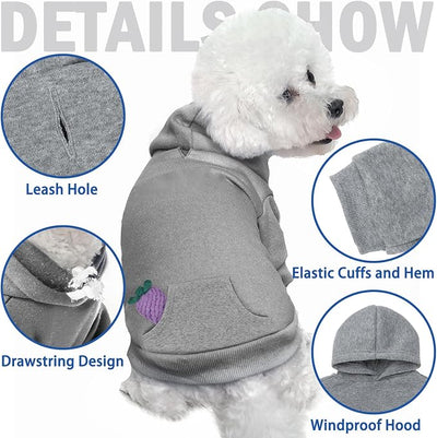 SCENEREAL Dog Hoodie Sweaters for Small Medium Large Size Dogs, Fleece Pet Sweatshirt with Hat and Pocket,Soft Cold Winter All Weather Puppy Clothes for S to XL Sized Dogs,Grey (M)