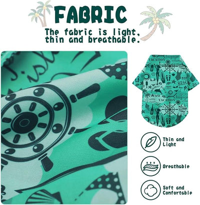 Hawaiian Dog Shirt – Lightweight and Breathable Summer T-Shirt with Tropical Prints, Fun Beach Outfit for Small, Medium, and Large Dogs, Perfect for Hot Days and Outdoor Vacation.Beach XS
