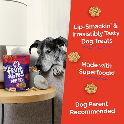 Fruitables Biggies Dog Biscuits, Healthy Treats for Dogs, Pumpkin Doggie Biscuits, Crunchy Treats, Made Without Wheat, Corn and Soy, Made in the USA, Crispy Apple and Bacon Flavor, 16oz