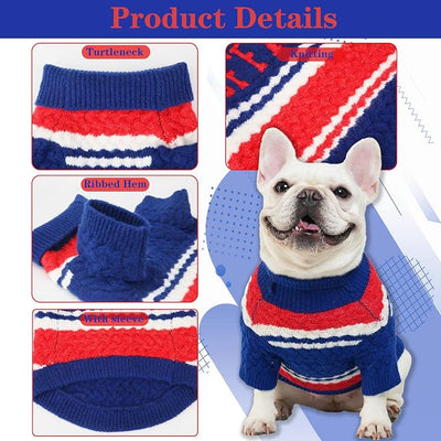 Buffalo Small Dog Sweater Football Theme Turtleneck Knit Dog Sweaters for Small Pets Warm Winter Cat Dog Clothes