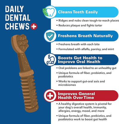 Bernie's Charming Chompers - Daily Dental Chews for Dogs 51-100 Lbs. - 12 Count - Cleans Teeth, Freshens Breath, + Boosts Oral-Gut Microbiome. Easy to Digest, Supports Healthy Digestion Naturally