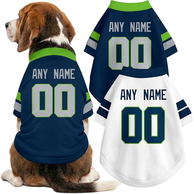 Seattle Dog Clothes Jersey Style Personalized Pet T Shirt with Custom Name Number for Small Medium Large Dogs