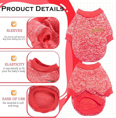 2 Pieces Dog Sweaters for Small Dogs Fall Puppy Clothes Female Winter Fleece Puppy Sweaters Warm Thick Outfit Pet Small Dog Clothes for Boy Girl Dogs Yorkie, Chihuahua, Bulldog, Dachshund,Pug, Medium