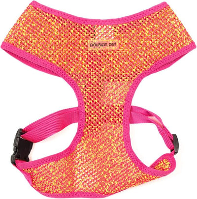 Parisian Pet Girl Dog Harness - Breathable Mesh Pink Yellow No Pull Puppy Harness with Leash Ring - Adjustable Harnesses for Dogs - Soft Step-in Pet Vest - Lightweight Dog Vests for Medium Sized Dogs