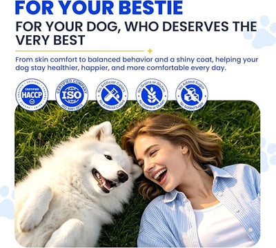 Fish Oil for Dogs Allergy and Itch Relief Chews - Omega 3 for Dog Skin and Coat Care - Salmon Oil for Dogs Anti Shedding Supplement Hot Spot Treatment EPA & DHA 200 Ct