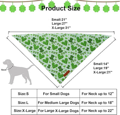 ADOGGYGO St Patricks Day Dog Bandana, Green Shamrock Pet Scarf, Premium Fabric, St Patrick Bandanas for Small Dogs (Small)