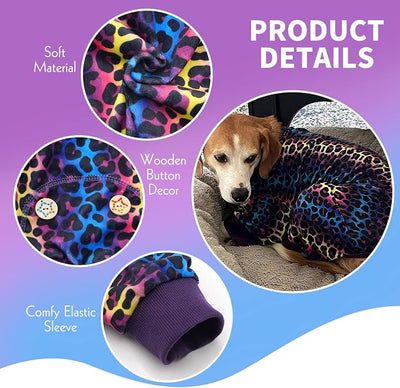 KYEESE Dog Pajamas Soft Dogs Clothes Pet Coat Velvet Dog Pajamas Small Sized Dogs Comfy Doggie Jammies Onesie Stretchy Doggie Pjs Pet Costume with Leopard Pattern, Small