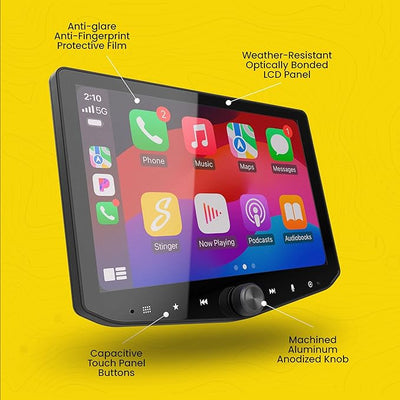 Stinger HORIZON10 Silverado & Sierra (2014-18) 10.1” HD Touchscreen Car Stereo & iGO GPS Nav Card, Wireless Apple CarPlay/Android Auto Radio, Bluetooth Receiver Head Unit, Off-Road Gauges, Audio EQ