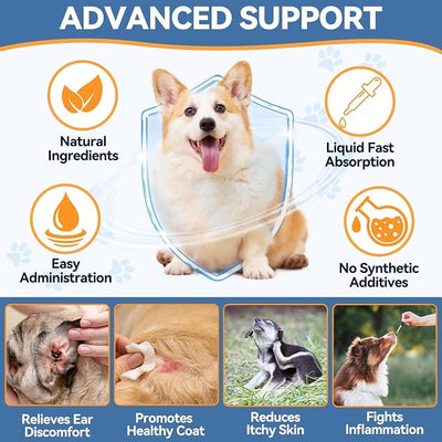 Carmelie 2PCS Yeast Infection Treatment for Dogs, Support Healthy Itch Relief, Ear Paw Discomfort Care, Itch Relief for Dog, Allergy Supports, Inflammation Relief for Dogs, Bacon Flavor 60ml