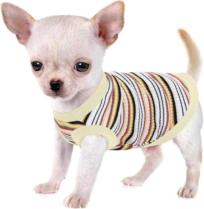 Elevate Your Pet's Comfort and Fashion: Premium 100% Cotton Rib Dog Shirt Vest for Small Breeds Like Chihuahuas, Yorkies, and Puppies .Year-Round Style with Tank-Style Puppy Attire White Medium