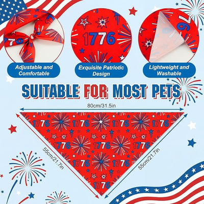 Abbylike 50 Pcs Patriotic Dog Bandanas Bulk 4th of July Bandanas for Dogs Star Triangle Kerchief Bib Scarf Set for Pet Independence Day 250th Anniversary Party Costume, 25 Styles(31.5 x 21.7 x 21.7)