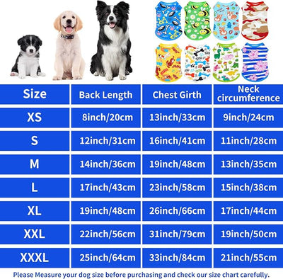 8PCS/Pack Dog Shirts Male for Large Dog Boy Sleeveless T Shirts Soft Stretchy Tank Top Tee Vest