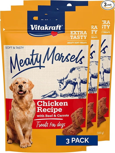 Vitakraft Meaty Morsels Dog Treat, Chicken with Beef and Carrots, 12.6oz Value Pack