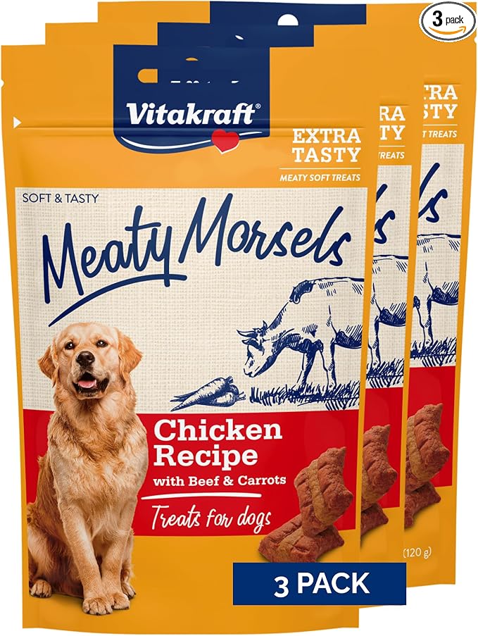 Vitakraft Meaty Morsels Dog Treat, Chicken with Beef and Carrots, 12.6oz Value Pack