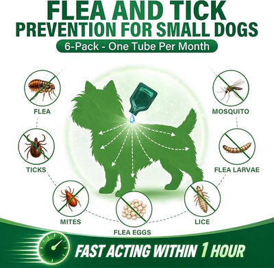 6Pcs Topical Dog Care Drops for Small Dogs 5-22 lbs, Monthly Outdoor Comfort Liquid for Dogs, Waterproof Pet Skin Care Formula, Easy-to-Apply Dog Care Drops, 6 Month Supply