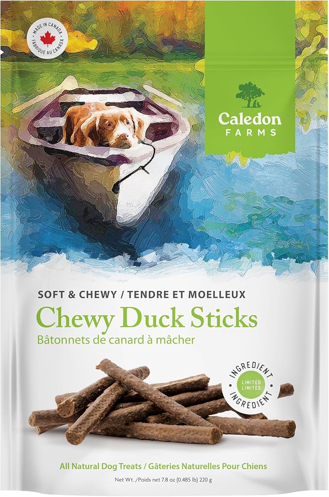 Caledon Farms Chewy Duck Sticks Dog Treats, No Additives, Preservatives Free, 7.76 Ounces