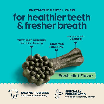 Chewsday Fresh Mint Flavor Dental Chews, Extra Small Dog Treats, Healthier Teeth and Fresher Breath, Enzyme Powered for Advanced Cleaning, Made in the USA, 100 Count