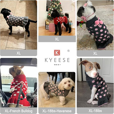 KYEESE Dog Sweater Dress with Leash Hole Turtleneck Dog Sweater for Girl Small Medium Knit Pullover Warm Pet Sweater for Fall Winter