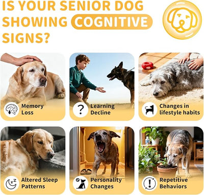 Advanced Calming Chews for Dogs-Brain & Composure Support with 7 Mushrooms, Ashwagandha, Omega-3 DHA & EPA, Anxiety Relief Dog Calming Treat, All Breeds & Sizes, Chicken Flavor, 135Ct
