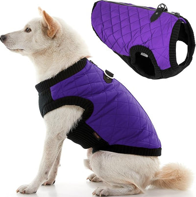 Gooby Fashion Vest Dog Jacket - Violet, Medium - Warm Zip Up Bomber Vest with Dual D Ring Leash - Winter Water Resistant Small Dog Sweater