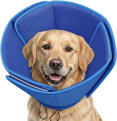 AOFITEE Soft Dog Cone Collar Anti-Licking, Dog Cone Alternative After Surgery, Elizabethan Cones for Large Dogs Post-Surgery, Neuter Recovery Pet Dogs E-Collar(Blue,X-Large)