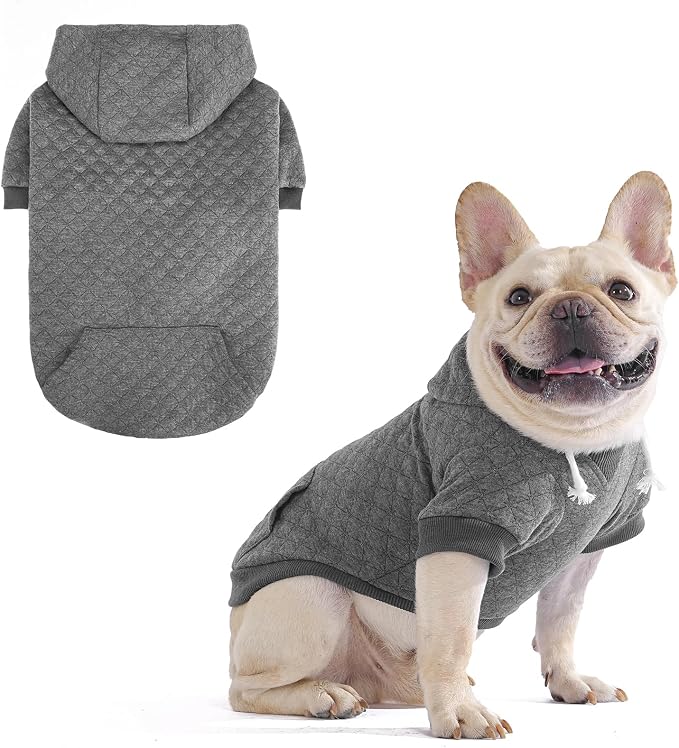 KOOLTAIL Dog Hoodie for Small Medium Large Dogs, Ultra-Warm & Soft Winter Fall Fleece Dog Hooded Sweatshirt Clothes Sweater, Lightweight Pullover Coat for Boy Girl Bulldog Pitbull Puppy Cats,Gray M