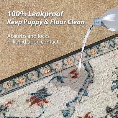 nunubaby Washable Pee Pads for Dogs, Stylish, Non-Slip and Leak-Proof Pee Pads. Reusable Potty Pads for Dogs for Crates and Floors.(Beige/Floral, 48" x48" )