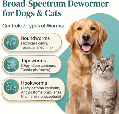 Poxo Dewormer for Dogs & Cats, 7-Way Wormer for Tapeworms, Roundworms & Hookworms, with Praziquantel & Pyrantel Pamoate – Gentle on Stomach, 25 Chewable