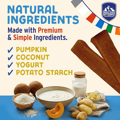 Himalayan Dog Chew Pumpkin Yogurt Sticks for Dogs | Protein-Rich Treats with Prebiotics & Probiotics | Lactose-Free, Grain-Free, Gluten-Free | Made in USA | Healthy Chews for All Breeds | 5 Count