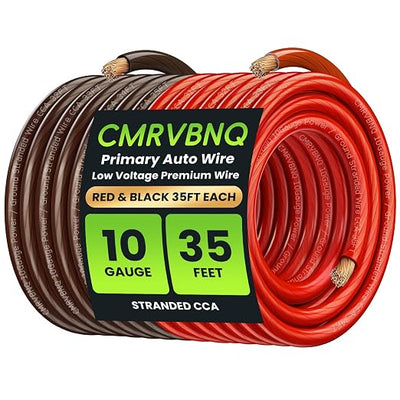 10 Gauge Battery Cable CCA Wire, 35FT Each Red Black Low Voltage Primary Automotive Power Ground Cable for Car Audio Amp Subwoofer RV Wiring