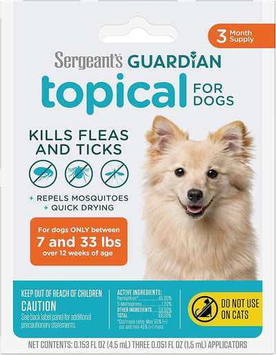 Sergeant's Guardian Flea & Tick Squeeze On for Dogs 7-33 lbs., 3 Count