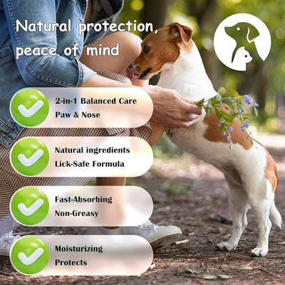 Lick-Safe Dog Paw & Nose Balm with Coconut Oil | 2.3oz Paw Wax, 1 Pcs Dog Paw Cleaner & Towel | Natural Moisturizer for Dry, Cracked Pads & Snout | Winter Snow, Road Salt & Hot Pavement Protector