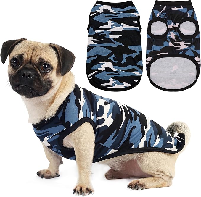 Paiaite: Stylish Sleeveless Camouflage Dog Vest for Small, Medium, and Large Breeds, Made of Polyester for Comfort, Breathability, Wrinkle Resistance, Moisture Wicking, and Elasticity Blue 4XL