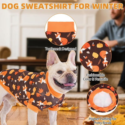 KOOLTAIL Thanksgiving Dog Sweater, 3 Pack Fleece Fall Dog Shirt Turtleneck Pullover Clothes for Small Medium Large Dogs, Fuzzy Soft Warm Pet Winter Cold Weather Coat for Puppy Cat Girl Boy, Autumn XS