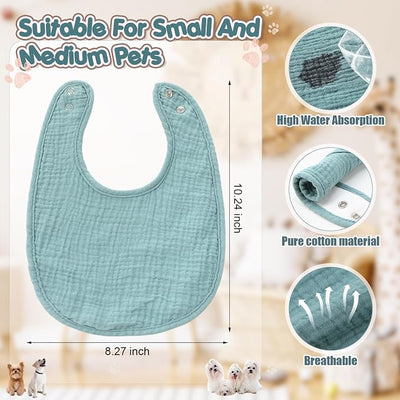 Shinylin 10 Pcs Muslin Cotton Square Dog Bandanas Reversible Pet Bibs Scarf Dog Scarves with Two Snaps Apparel Accessories Kerchief for Small to Medium Puppy Cat(Fresh Color)