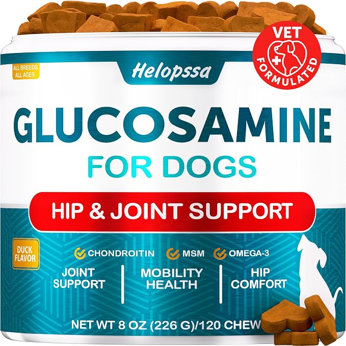 Glucosamine for Dogs - Hip and Joint Supplement for Mobility, Cartilage Health - 30,000 mg per Pack - w/ Omega-3 Fish Oil, Chondroitin, MSM - Dog Glucosamine Chews - Ideal for Senior Dogs - 120 Treats