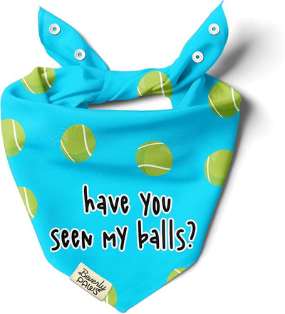 Funny Snap-On Dog Bandana for Small Medium Large Pets, Dogs Cats Adjustable Handkerchief Scarf for Girl & Boy, Cute Puppy Apparel & Accessories (Have You Seen My Balls, Small)